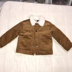 Little Me Tan Corduroy Jacket with Cream Collar